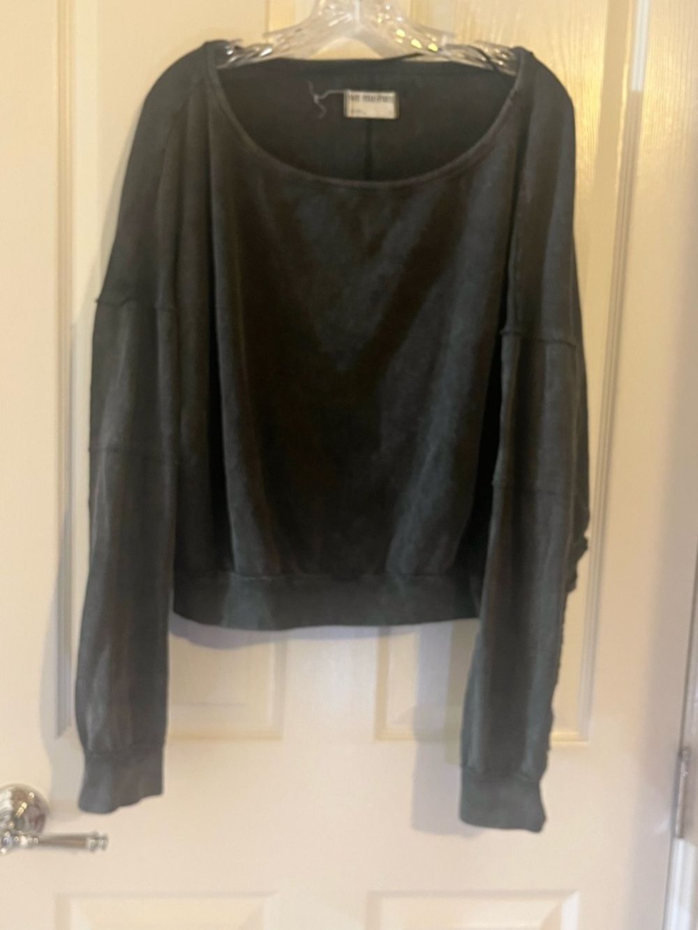 We The Free Charcoal Grey Waffle Knit Pullover
